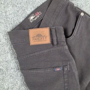 Faherty Stretch Terry 5-Pocket Pants Mens 33 Black Charcoal MBC0020-OYX